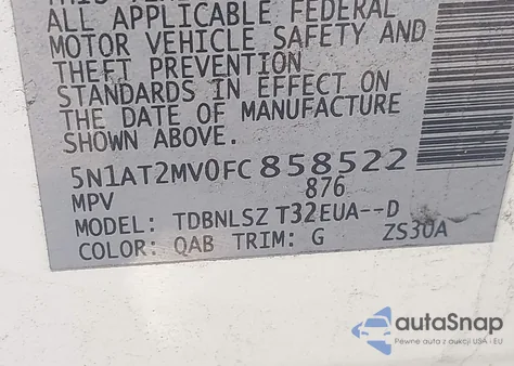2015 Nissan Rogue Sl from USA, damaged, VIN 5N1AT2MV0FC858522